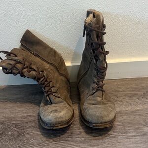 All Saints Distressed Brown Leather Boots